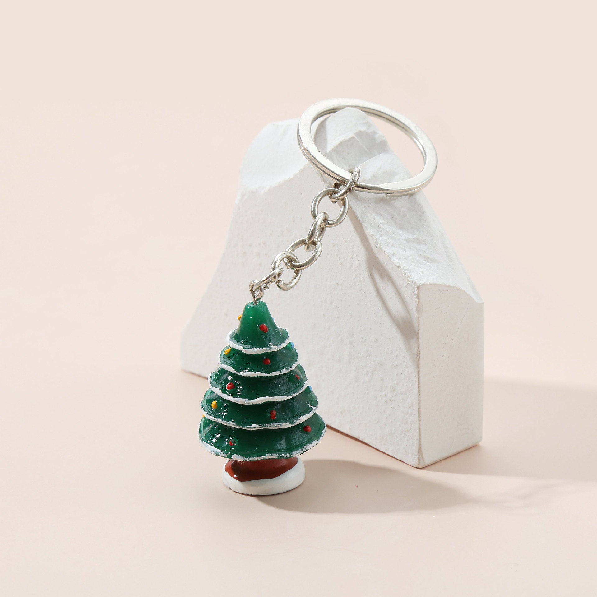 Metal al por mayor de Metal Santa Snowflake Keychain